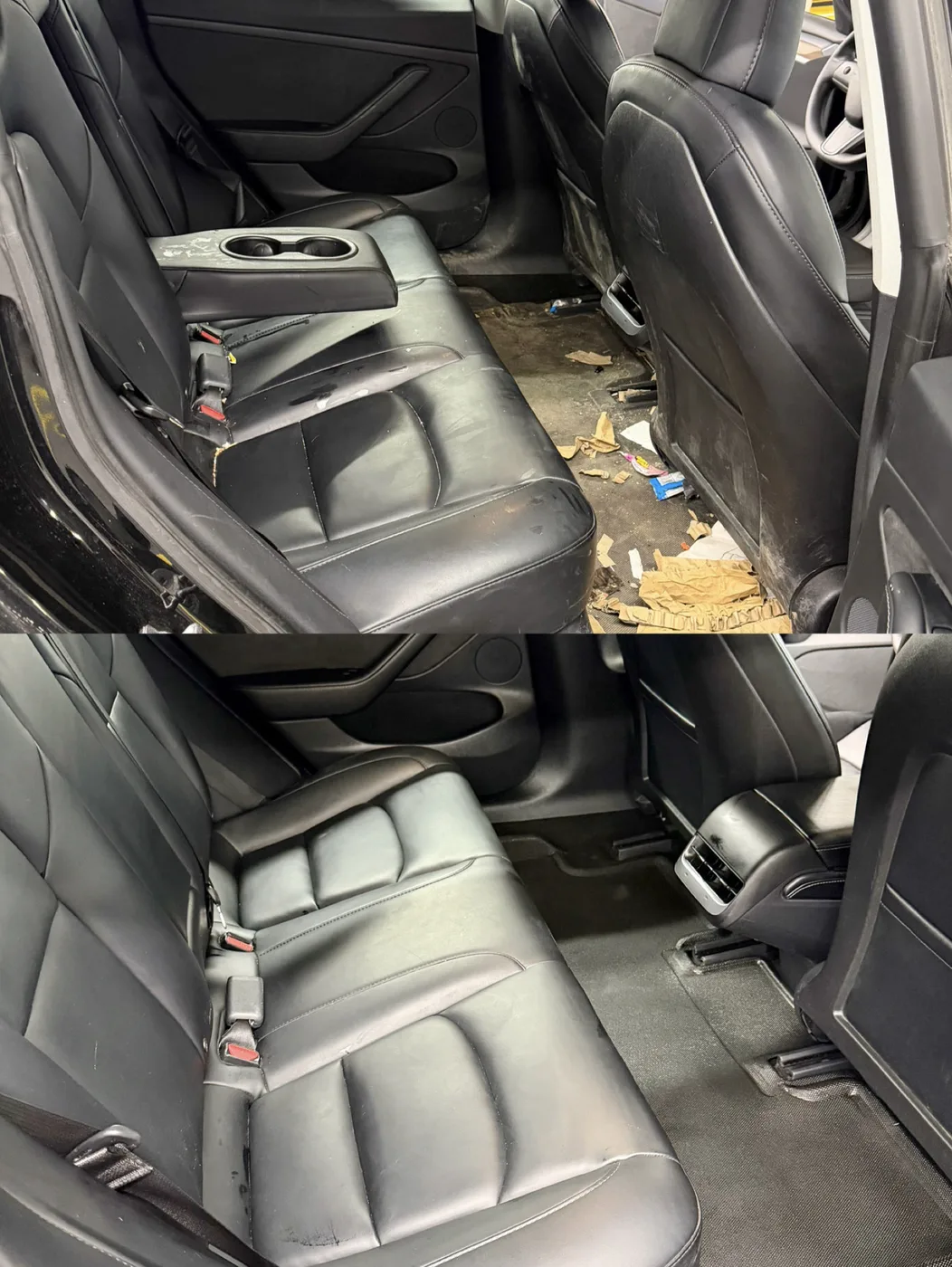Interior extraction cleaning before and after